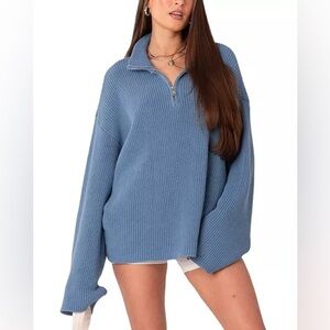 Edikted Amour High Neck Oversized Zip Sweater